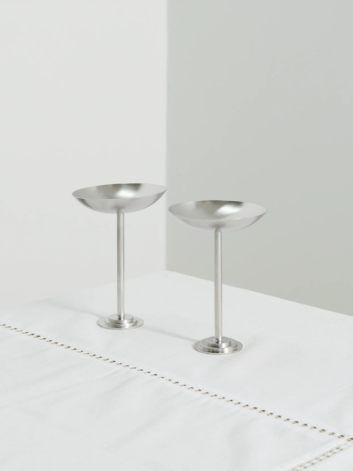 Set Of Two Silver-tone Dessert Coupes