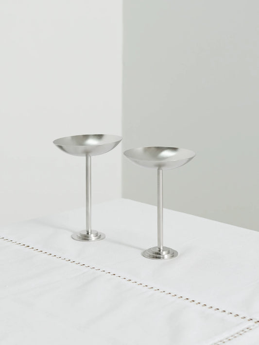 Set Of Two Silver-tone Dessert Coupes