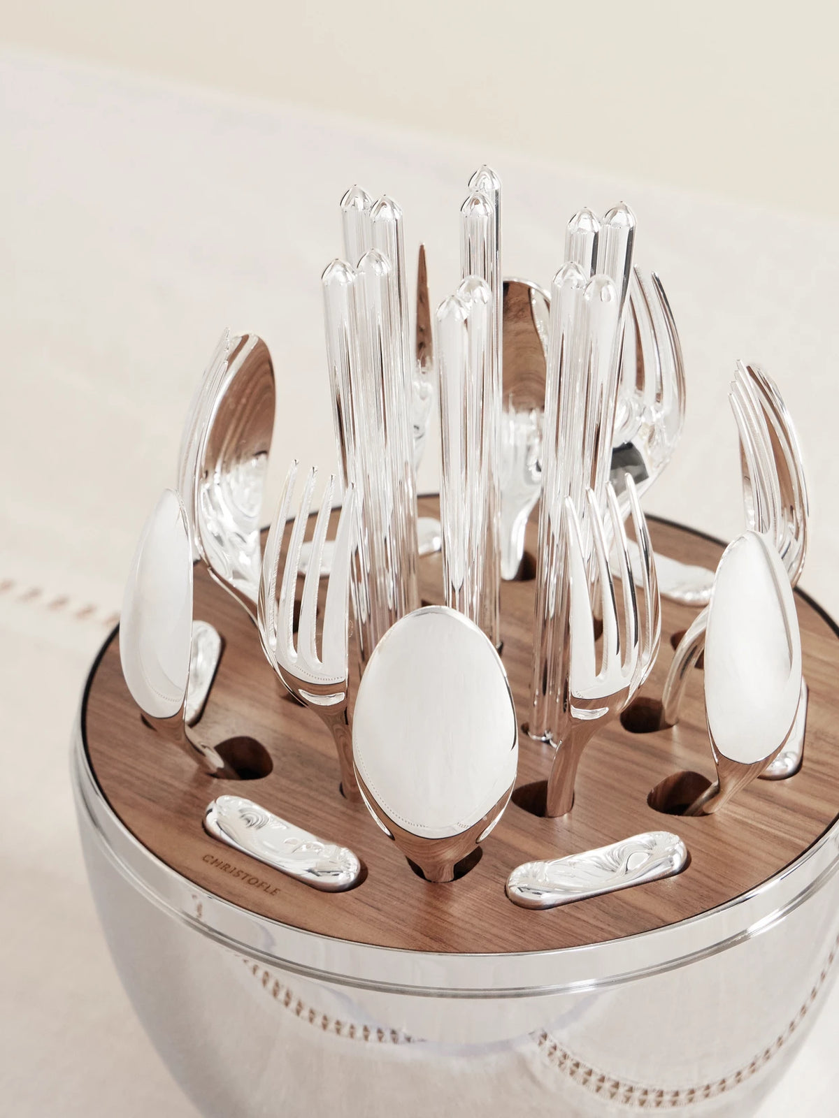 Image of Tableware. Product name - Mood Asia 24-piece Silver-plated Flatware Set With Case in Multi colour by brand - Christofle