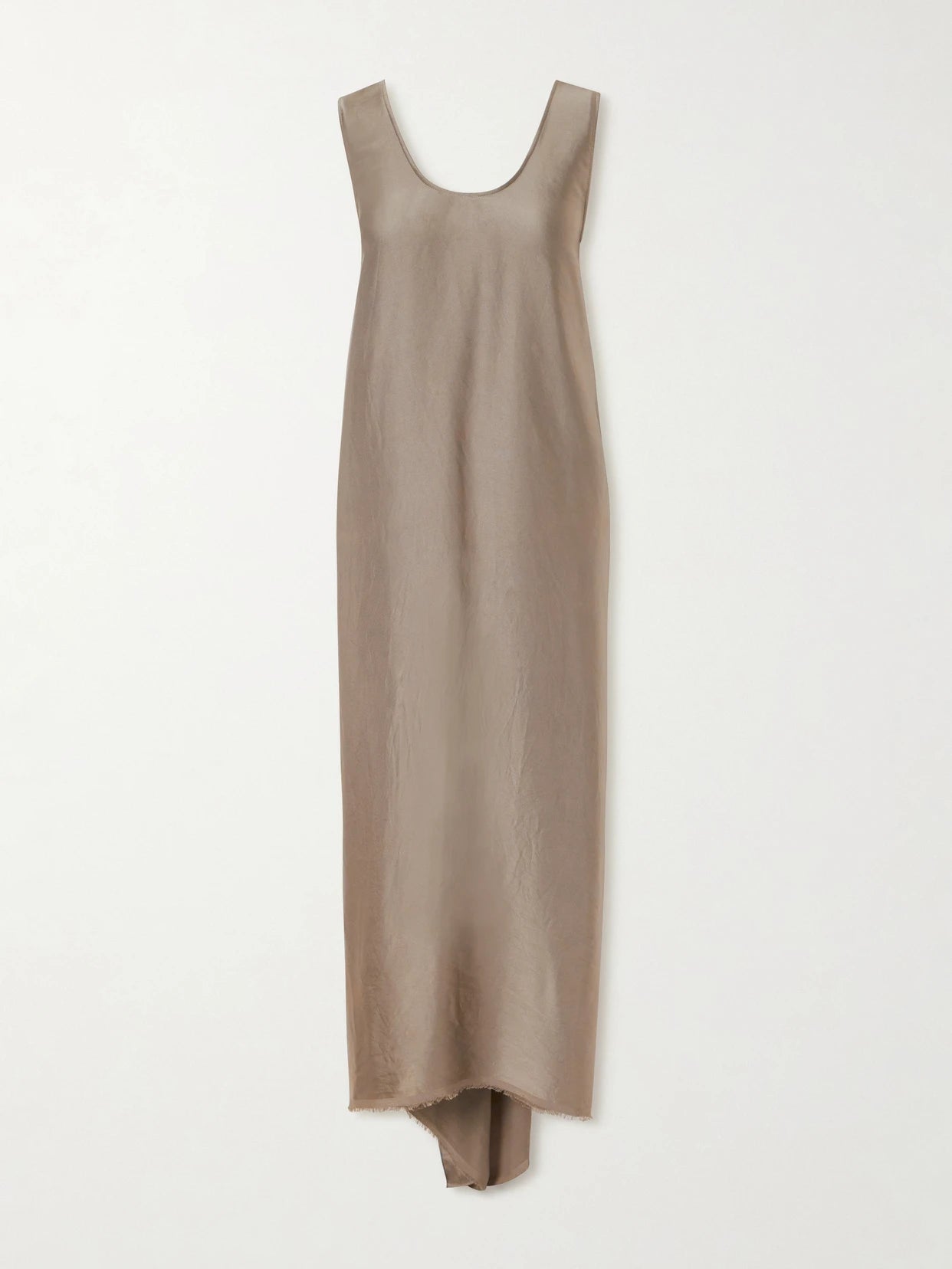 Signy Gathered Frayed Satin Midi Dress