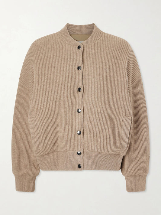 Image of Coats & Jackets. Product name - Cashmere Bomber Jacket in Light brown colour by brand - Brunello Cucinelli