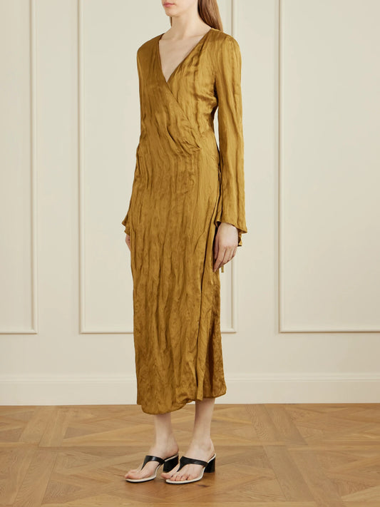 Rommi Crinkled-voile Midi Wrap Dress