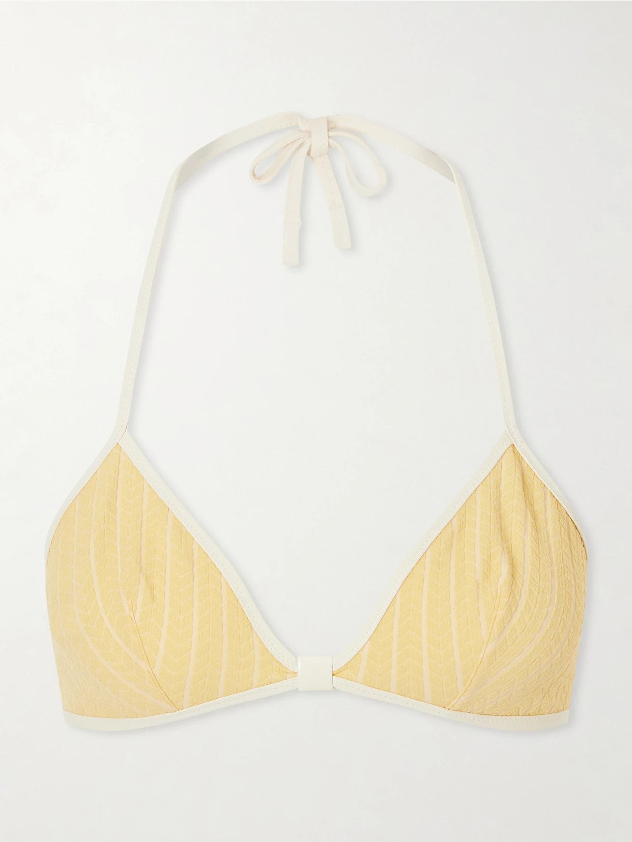 Image of Swimwear. Product name - Sunshine Jacquard Bikini Top in Yellow colour by brand - Eres