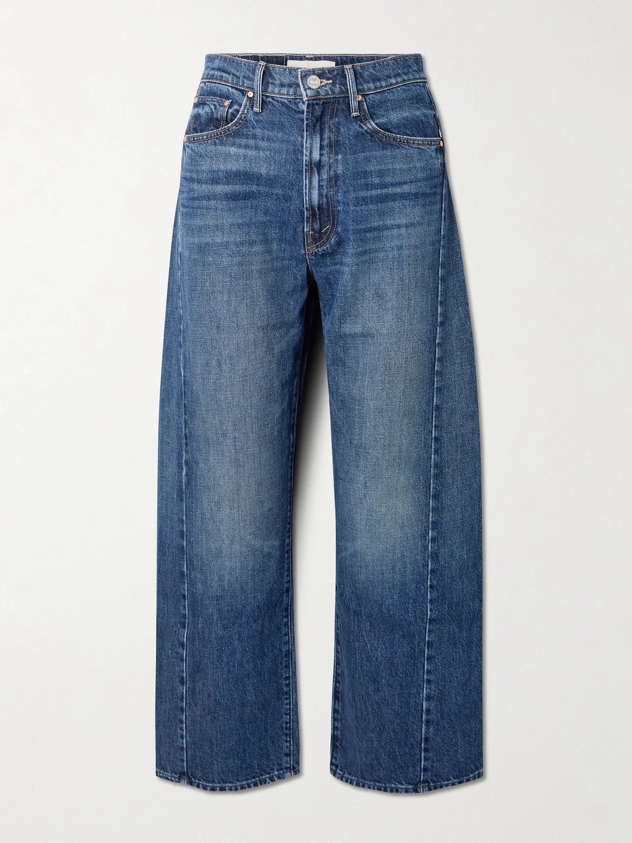 Image of Jeans. Product name - The Half Pipe Ankle High-rise Barrel-leg Jeans in Mid denim colour by brand - Mother