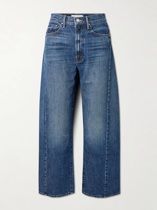 Image of Jeans. Product name - The Half Pipe Ankle High-rise Barrel-leg Jeans in Mid denim colour by brand - Mother