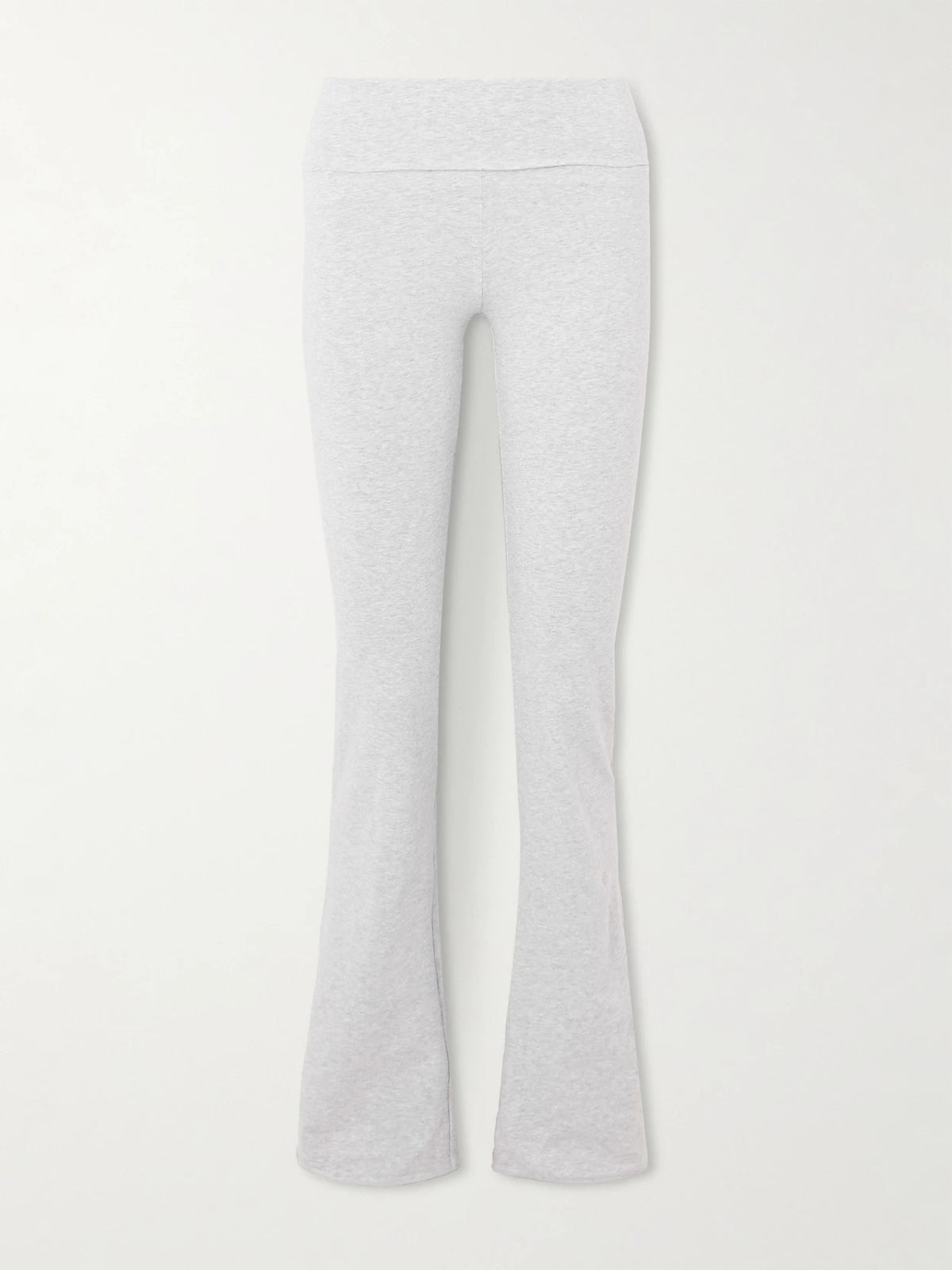 Stretch-cotton Jersey Foldover Pants - Light Heather Grey