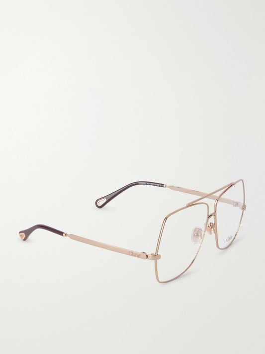 Chloé Aly Aviator-style Gold-tone Metal Glasses