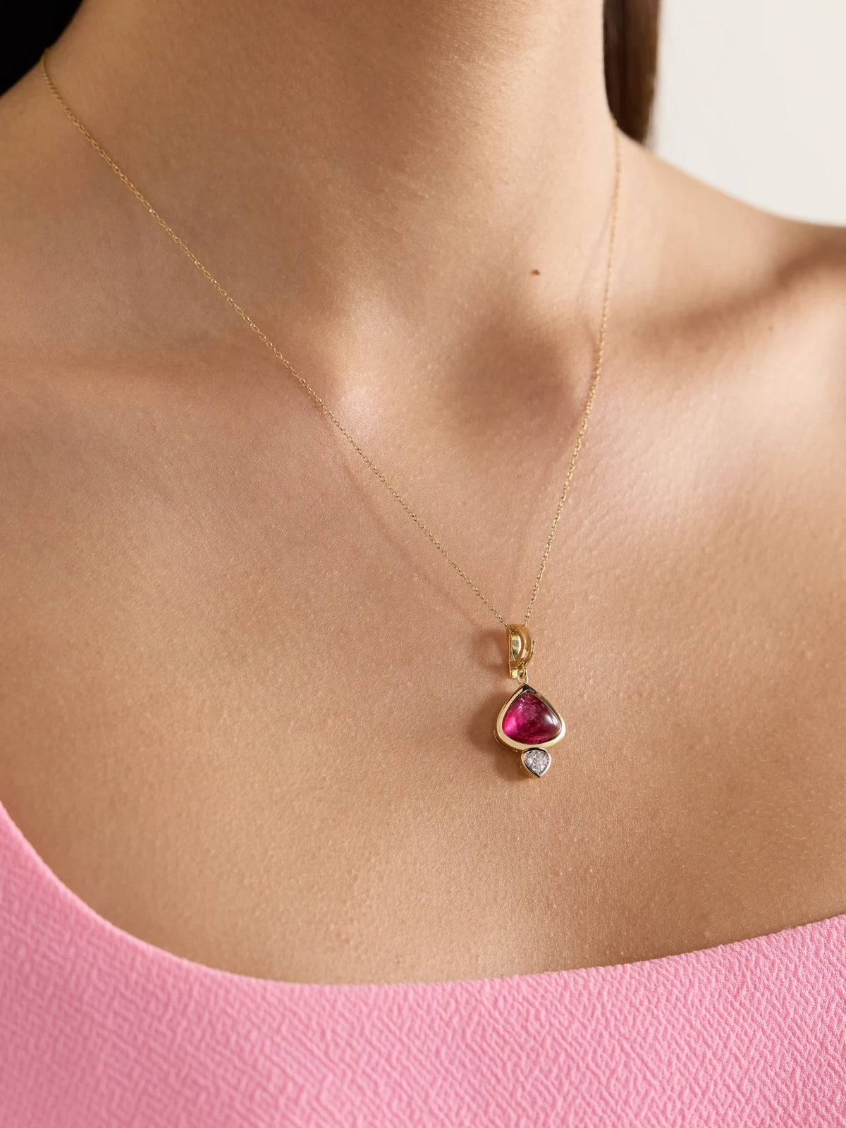 Image of Charms. Product name - 18-karat Gold, Rubellite And Diamond Pendant in Multi colour by brand - Marina B