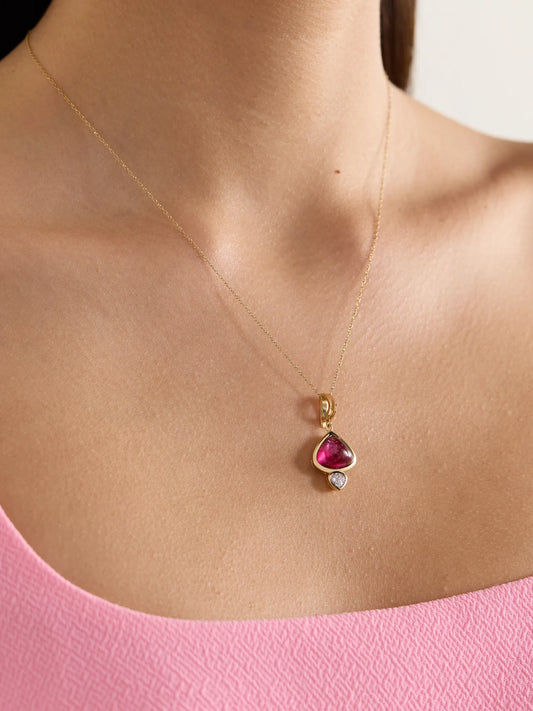 Image of Charms. Product name - 18-karat Gold, Rubellite And Diamond Pendant in Multi colour by brand - Marina B