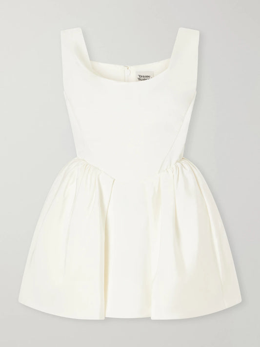Vivienne Westwood Bagatelle Off-the-shoulder Gathered Duchess Silk-satin Mini Dress