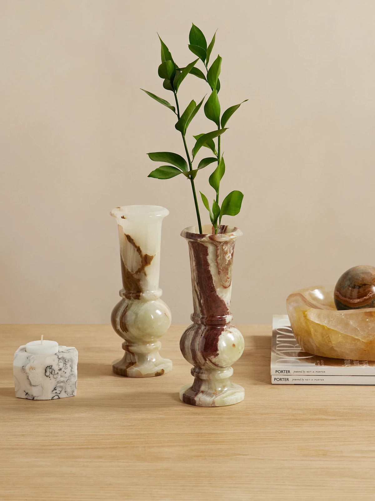 Image of Decor. Product name - Set Of Two Onyx Vases in Green colour by brand - Jia Jia Home