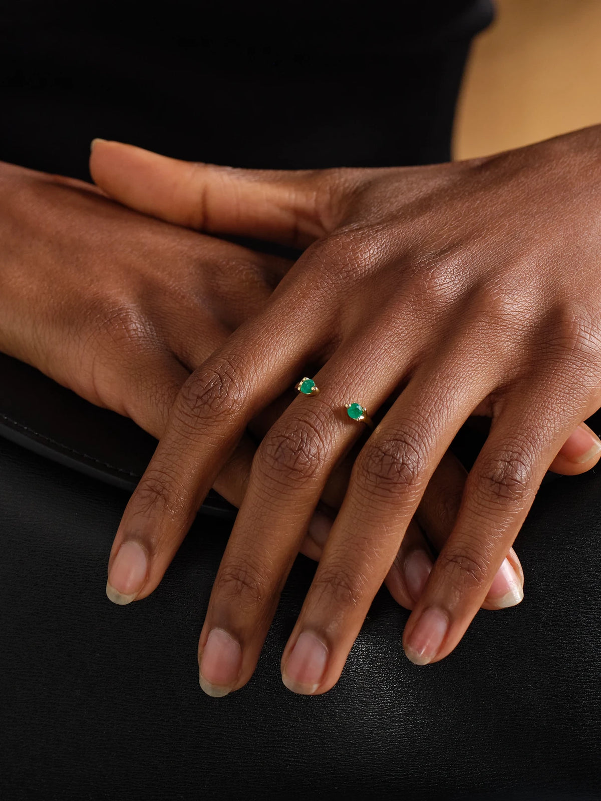 Image of Rings. Product name - Orbit 18-karat Gold Emerald Ring in Green colour by brand - Anita Ko