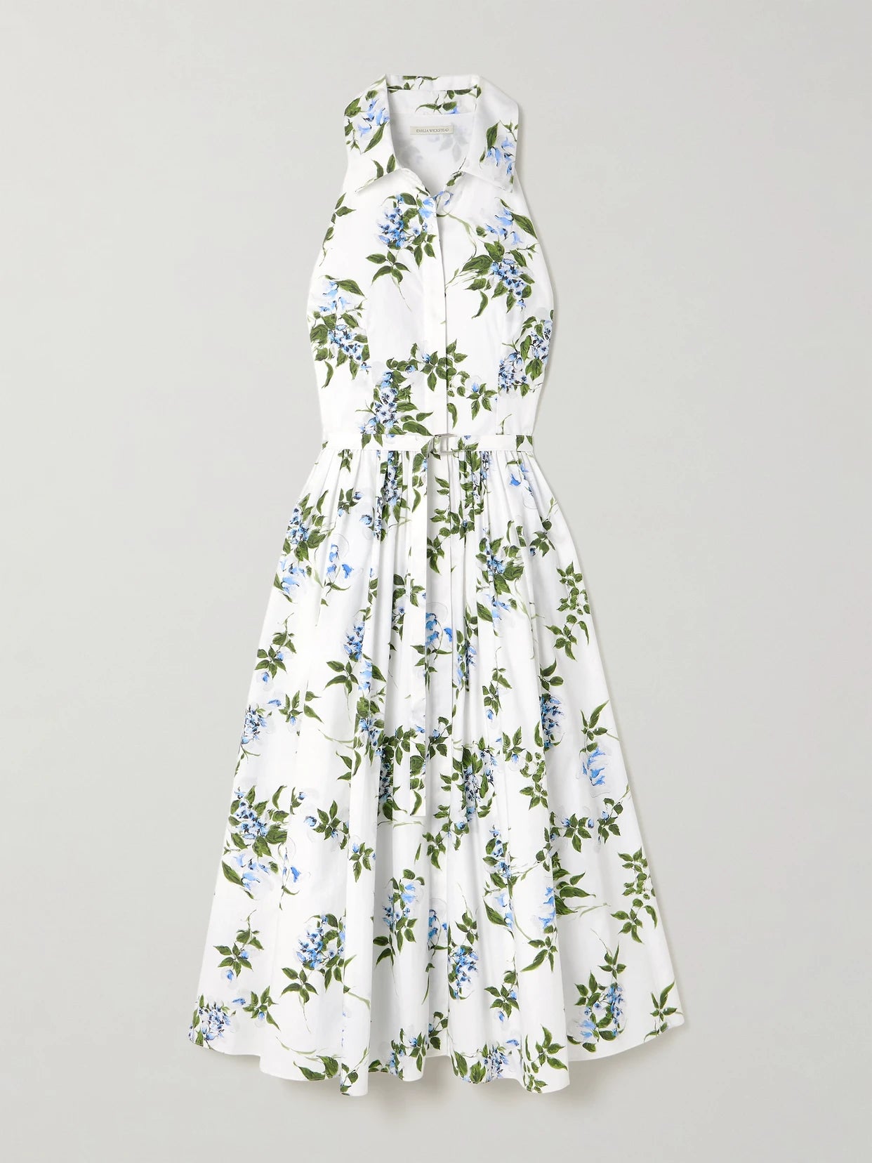 Norika Belted Floral-print Cotton-poplin Midi Shirt Dress