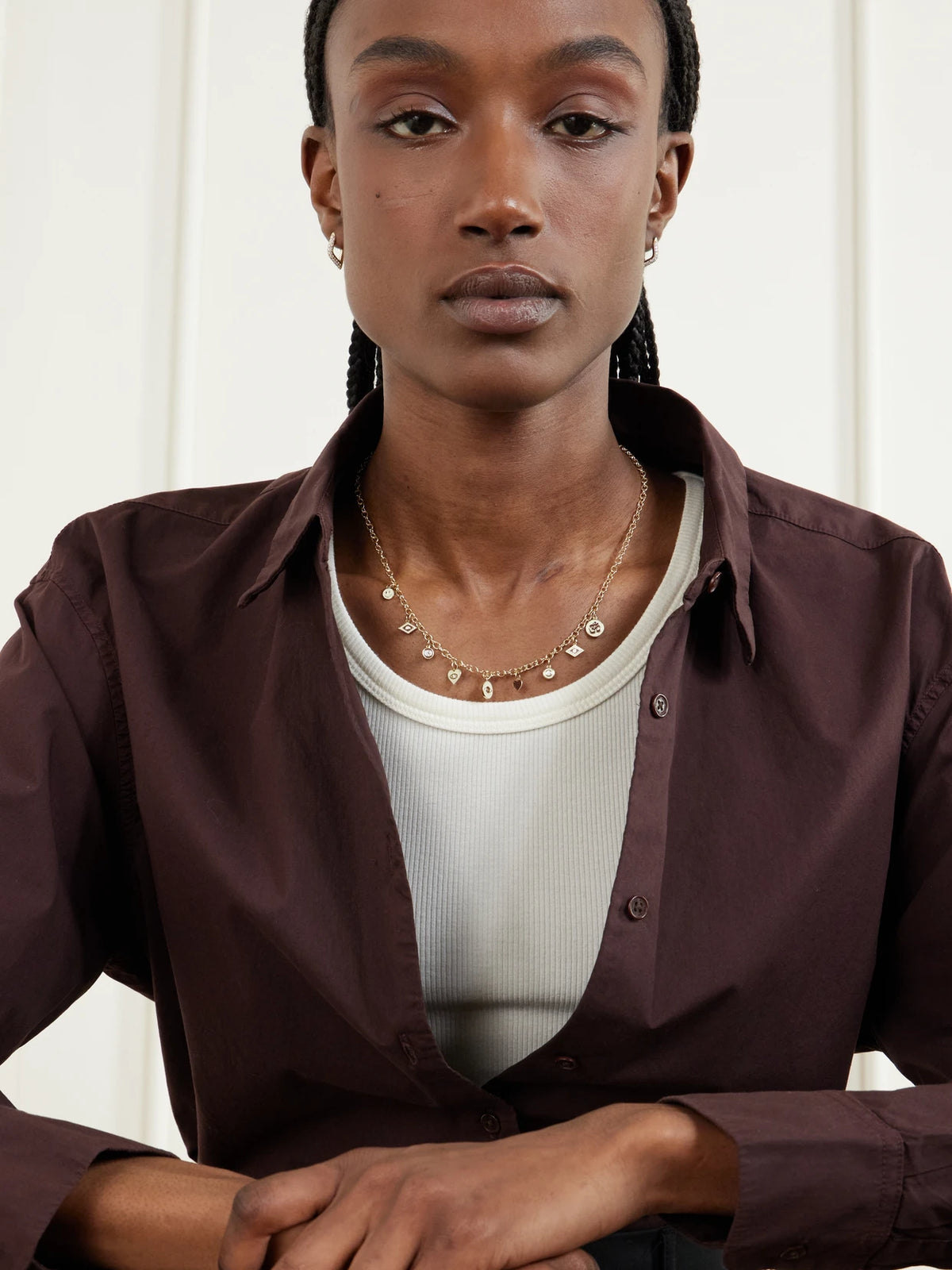 Image of Necklaces. Product name - 14-karat Gold, Diamond And Enamel Necklace in Multi colour by brand - Sydney Evan