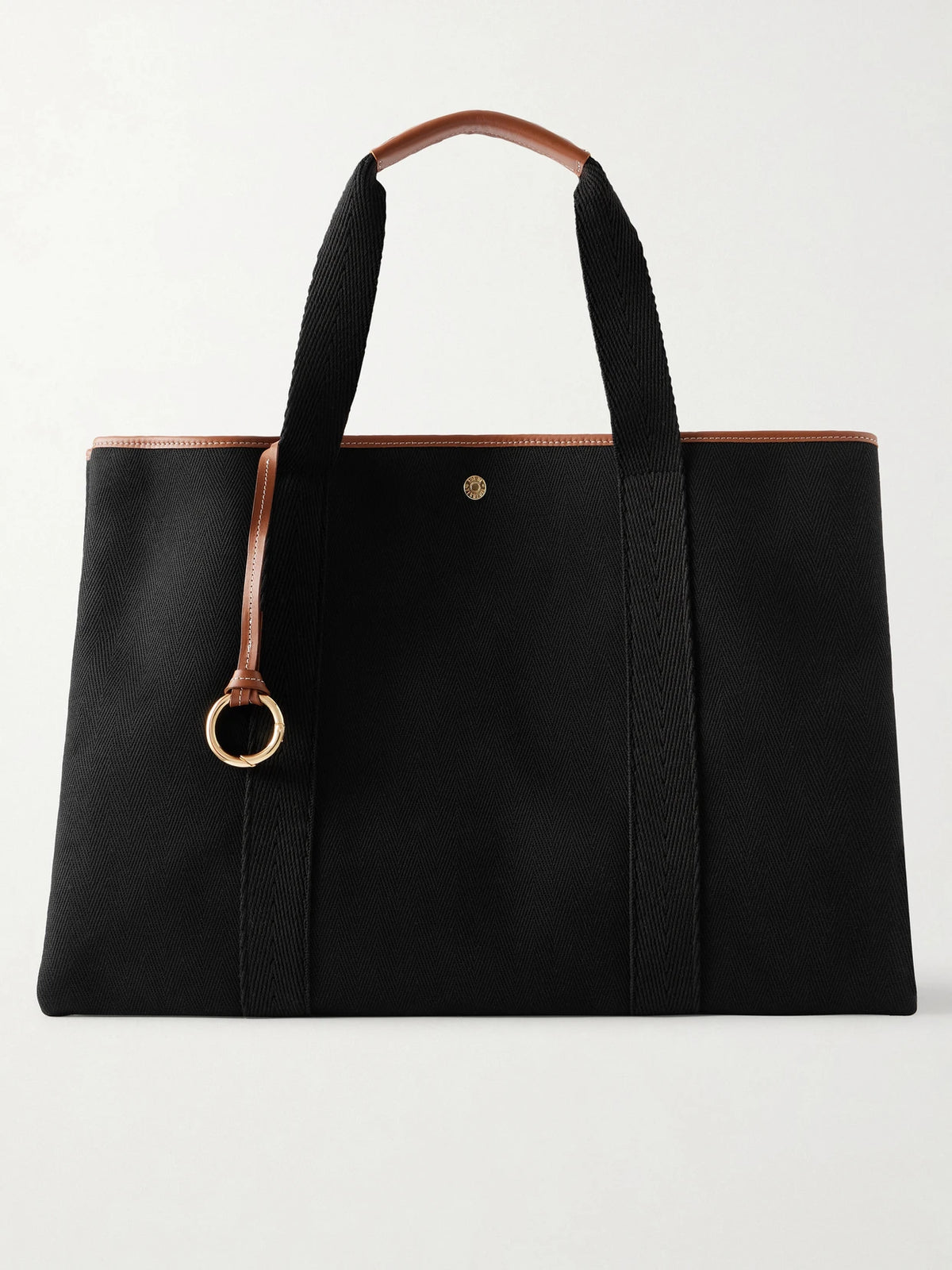 Traversée Large Leather-trimmed Herringbone Canvas Tote