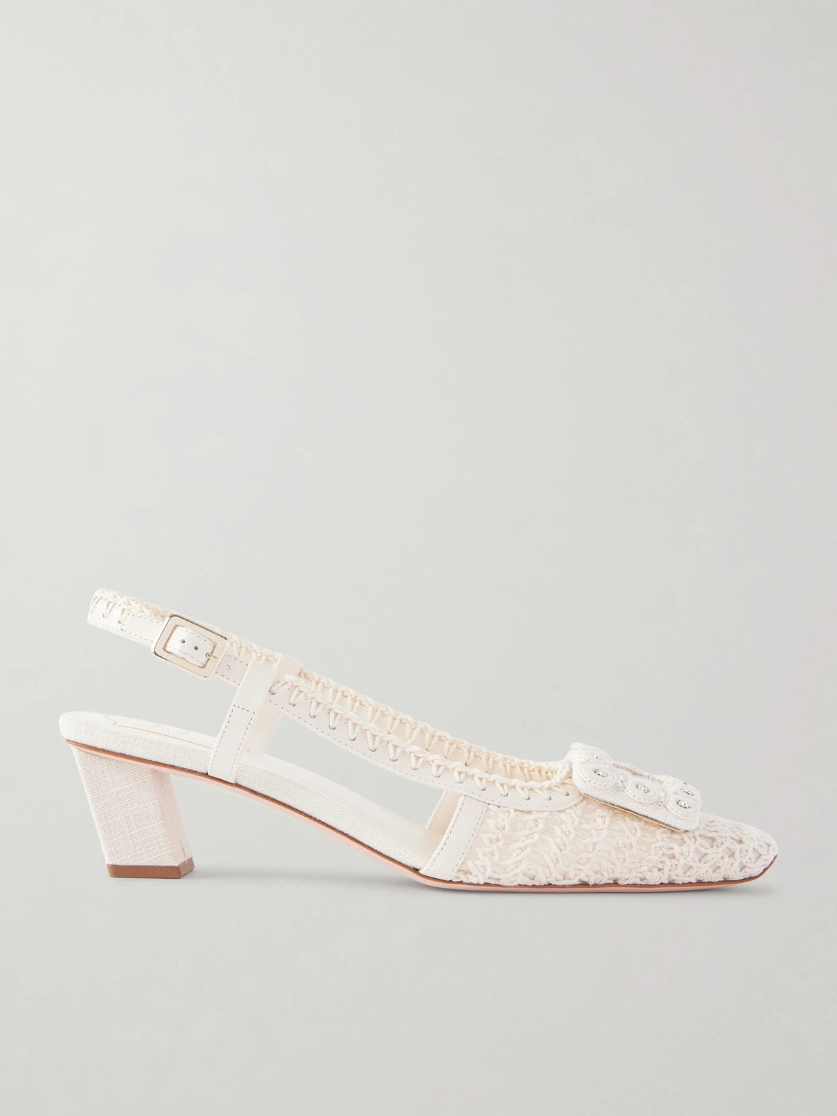 Belle Vivier 45 Leather-trimmed Crochet Pumps