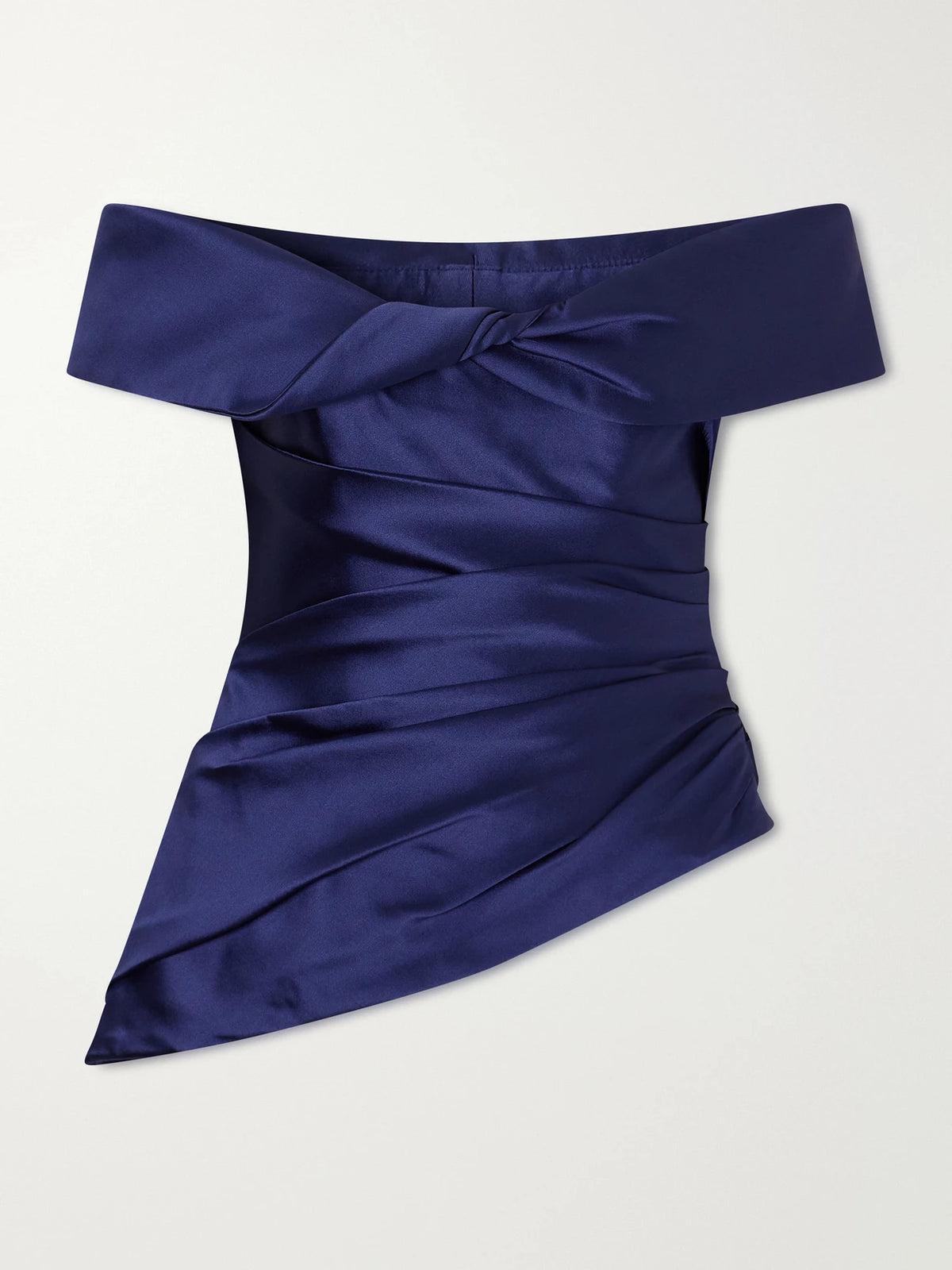 Costarellos Devina Off-the-shoulder Draped Duchess-satin Blouse