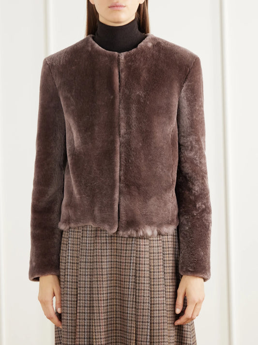 Gabriela Hearst Hemera Cropped Raw-edge Shearling Jacket
