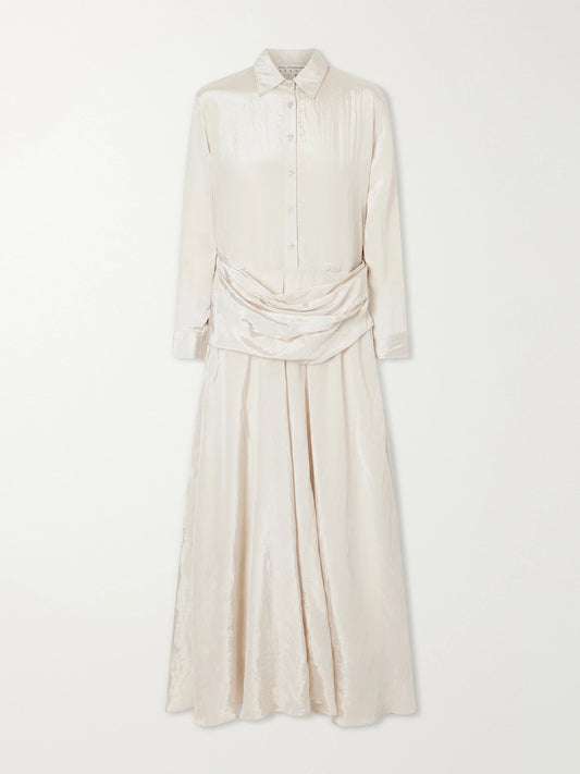Abadia Draped Crinkled-satin Midi Dress