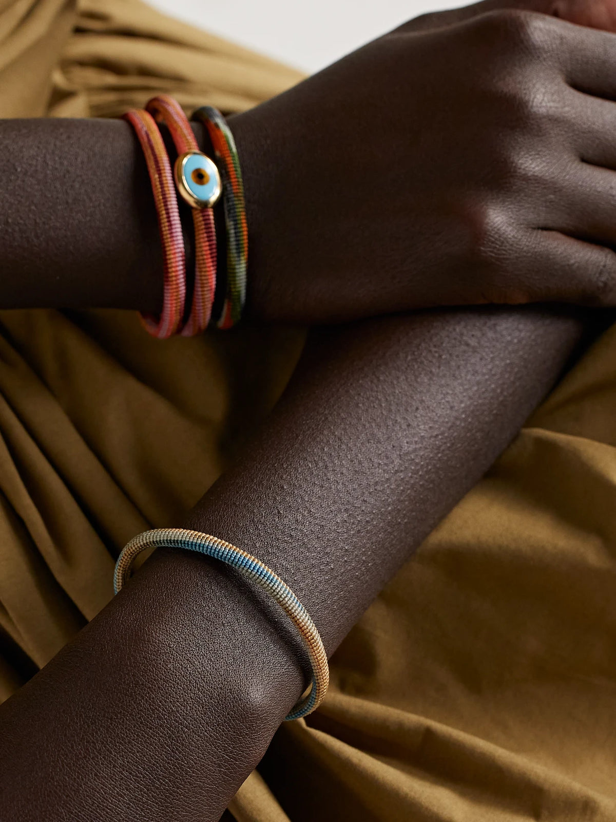 Image of Bracelets. Product name - Life 18-karat Gold And Rope Bracelet in Multi colour by brand - OLE LYNGGAARD COPENHAGEN