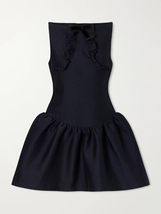 SHUSHU/TONG Bow-detail Ruffled Gathered Cady Mini Dress
