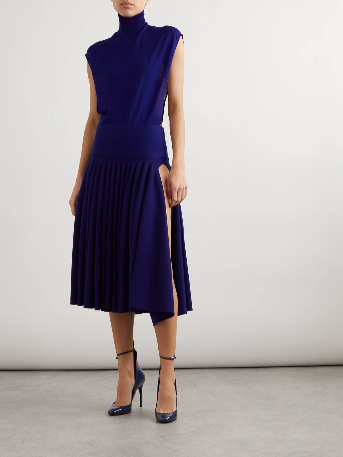 Image of Bodysuits. Product name - Turtleneck Wool-blend Jersey Bodysuit in Purple colour by brand - Alaïa