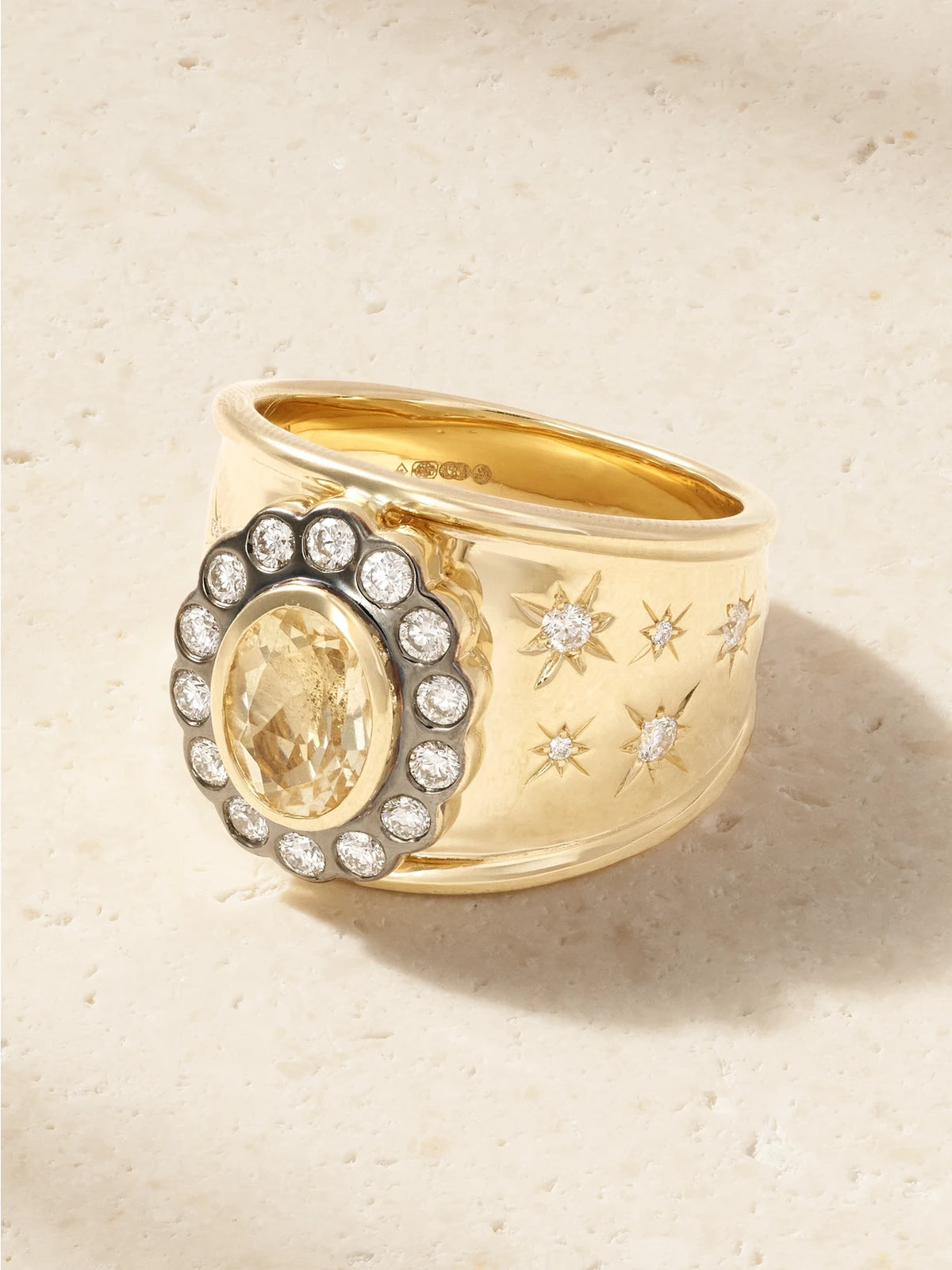 Lexi Cigar Band 14-karat Gold, Citrine And Diamond Ring