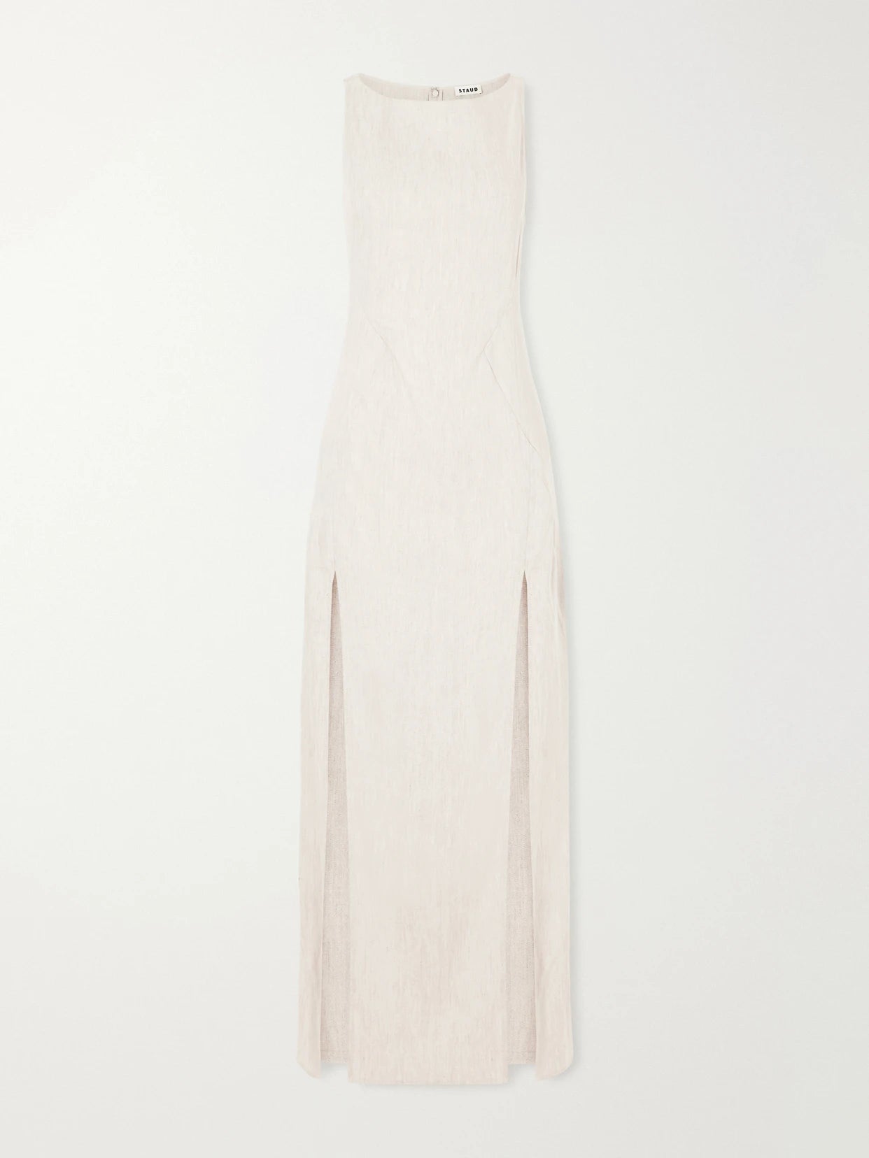 Image of Dresses. Product name - Linen-blend Maxi Dress in Off-white colour by brand - STAUD