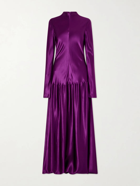 Image of Dresses. Product name - Mila Satin Maxi Dress in Violet colour by brand - FFORME
