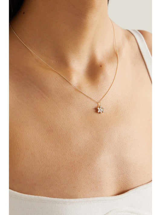 Image of Necklaces. Product name - Small Eye 14-karat Gold Diamond Necklace in Multi colour by brand - Sydney Evan