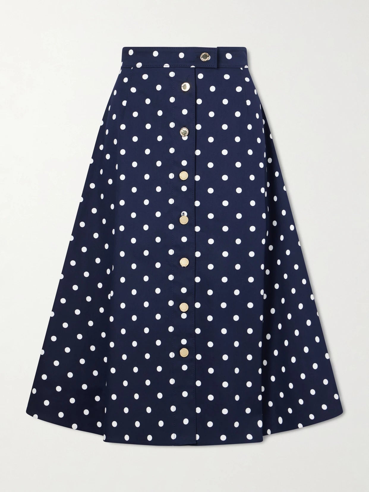 Polka-dot Cotton-blend Twill Midi Skirt