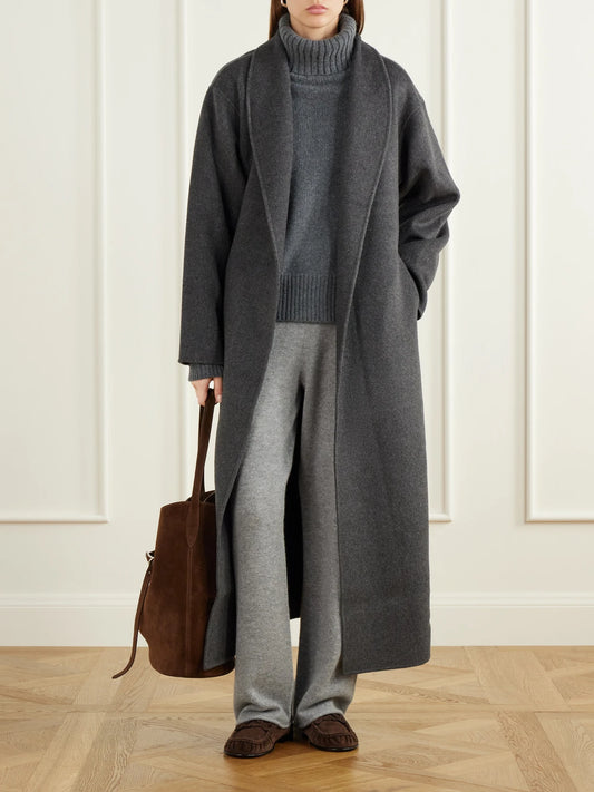 Image of Sleepwear & Loungewear. Product name - Cashmere Wide-leg Pants in Gray, Navy colour by brand - James Perse