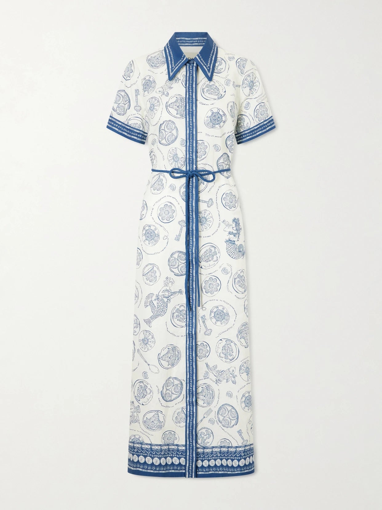 Image of Dresses. Product name - Lucky Printed Linen Maxi Dress in Ivory colour by brand - ALÉMAIS