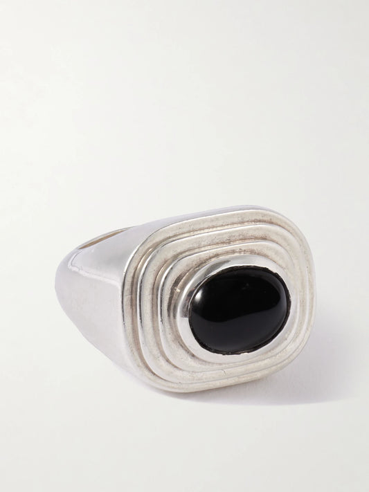 The Deco Silver Onyx Ring