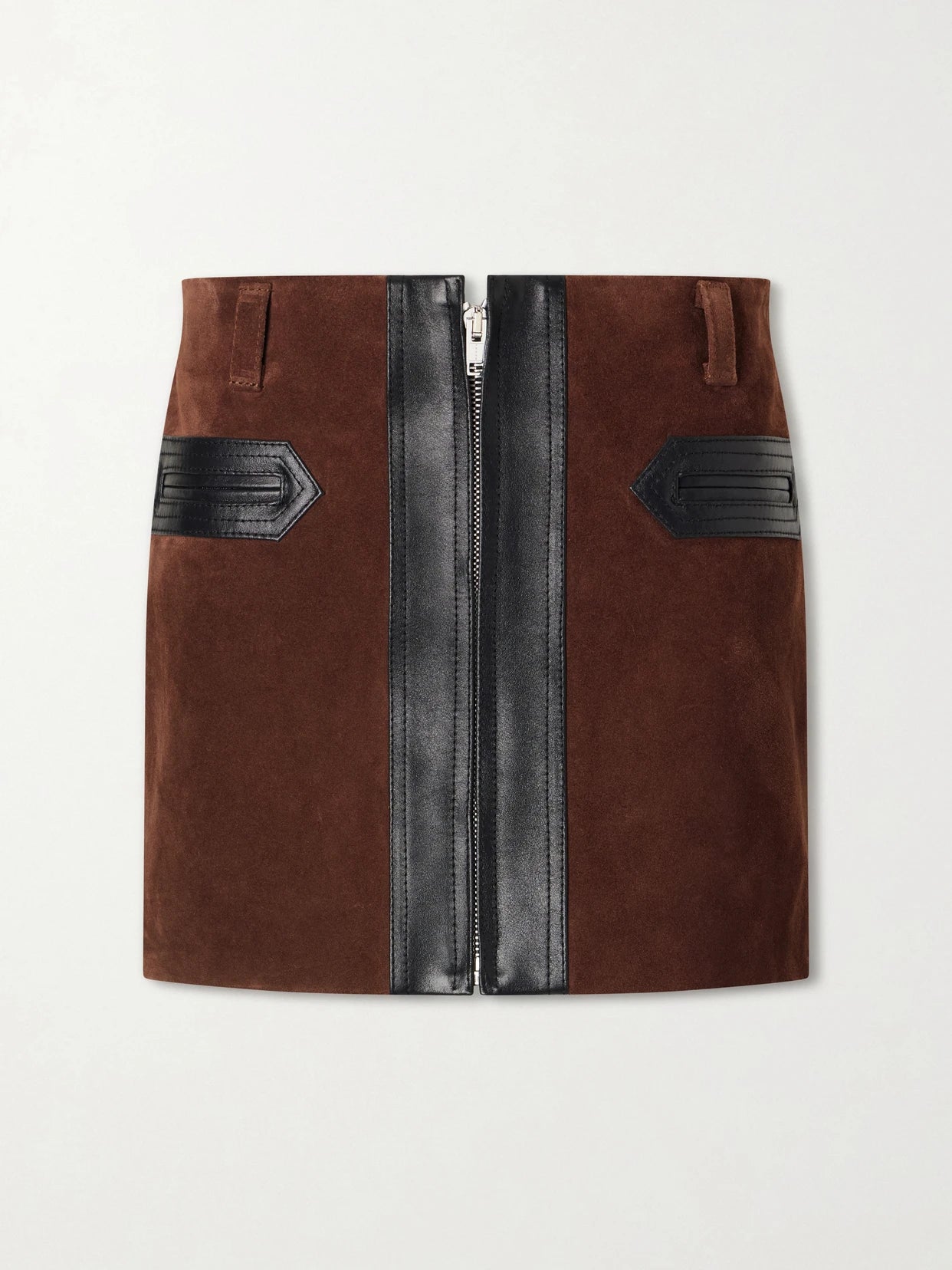 Leather-trimmed Suede Mini Skirt