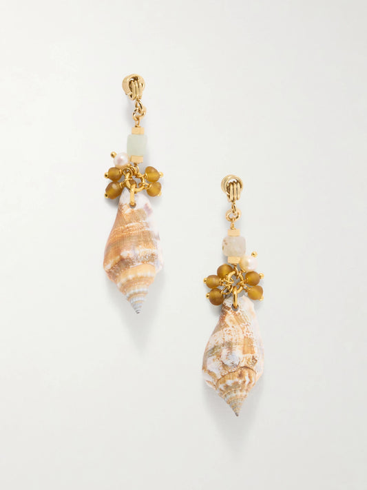 Tohum Samsara Gold-plated And Seashell Beaded Earrings