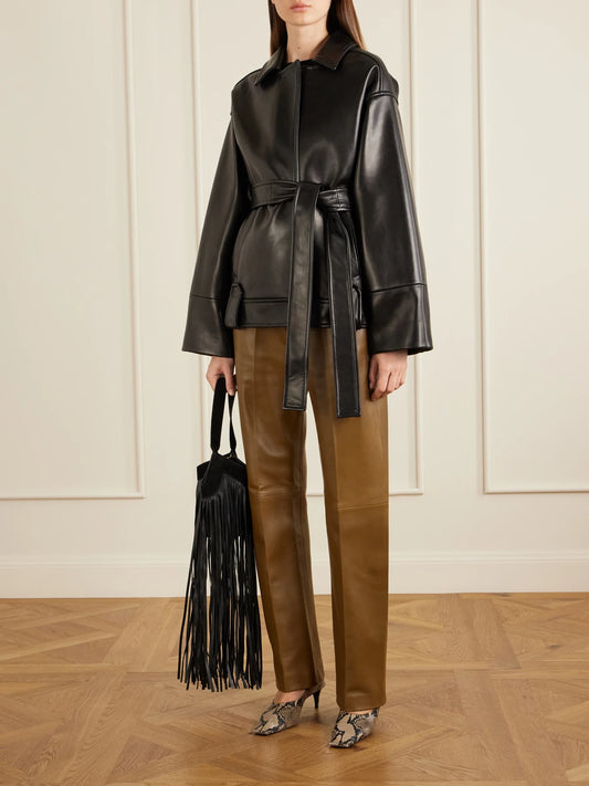 KHAITE Lotus Fringed Leather Tote Bag