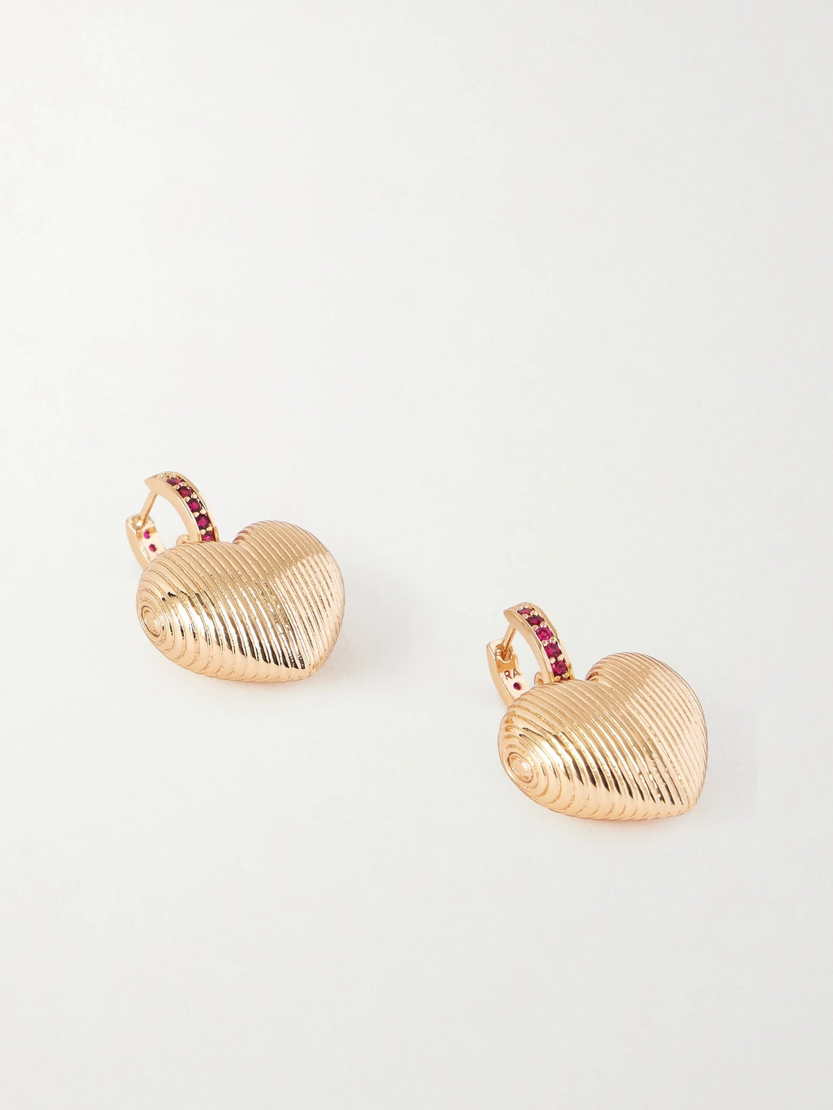 Textured Heart Gold-tone Crystal Earrings