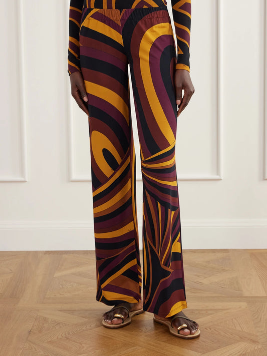 PUCCI Printed Satin-jersey Wide-leg Pants