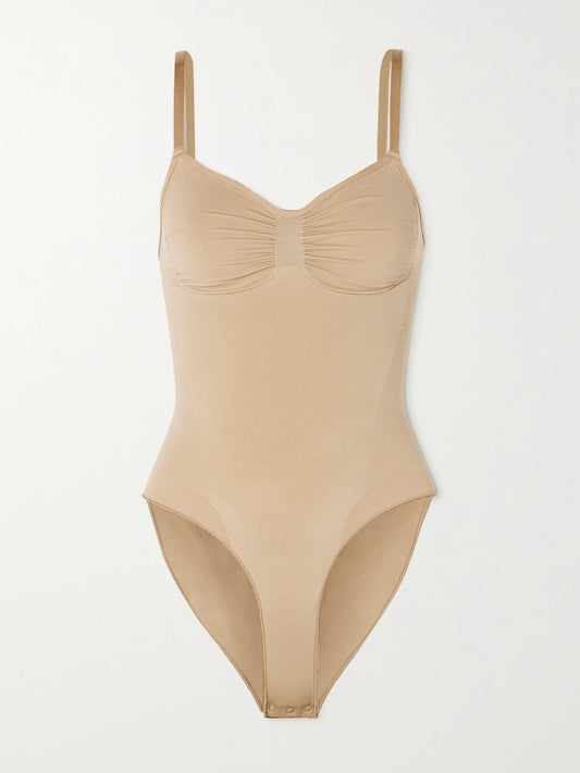 Image of Lingerie. Product name - Seamless Sculpt Brief Bodysuit - Clay in Beige colour by brand - SKIMS