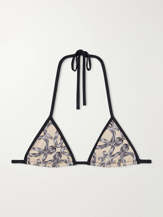 Image of Swimwear. Product name - + Paula's Ibiza Printed Bikini Top in Beige colour by brand - LOEWE