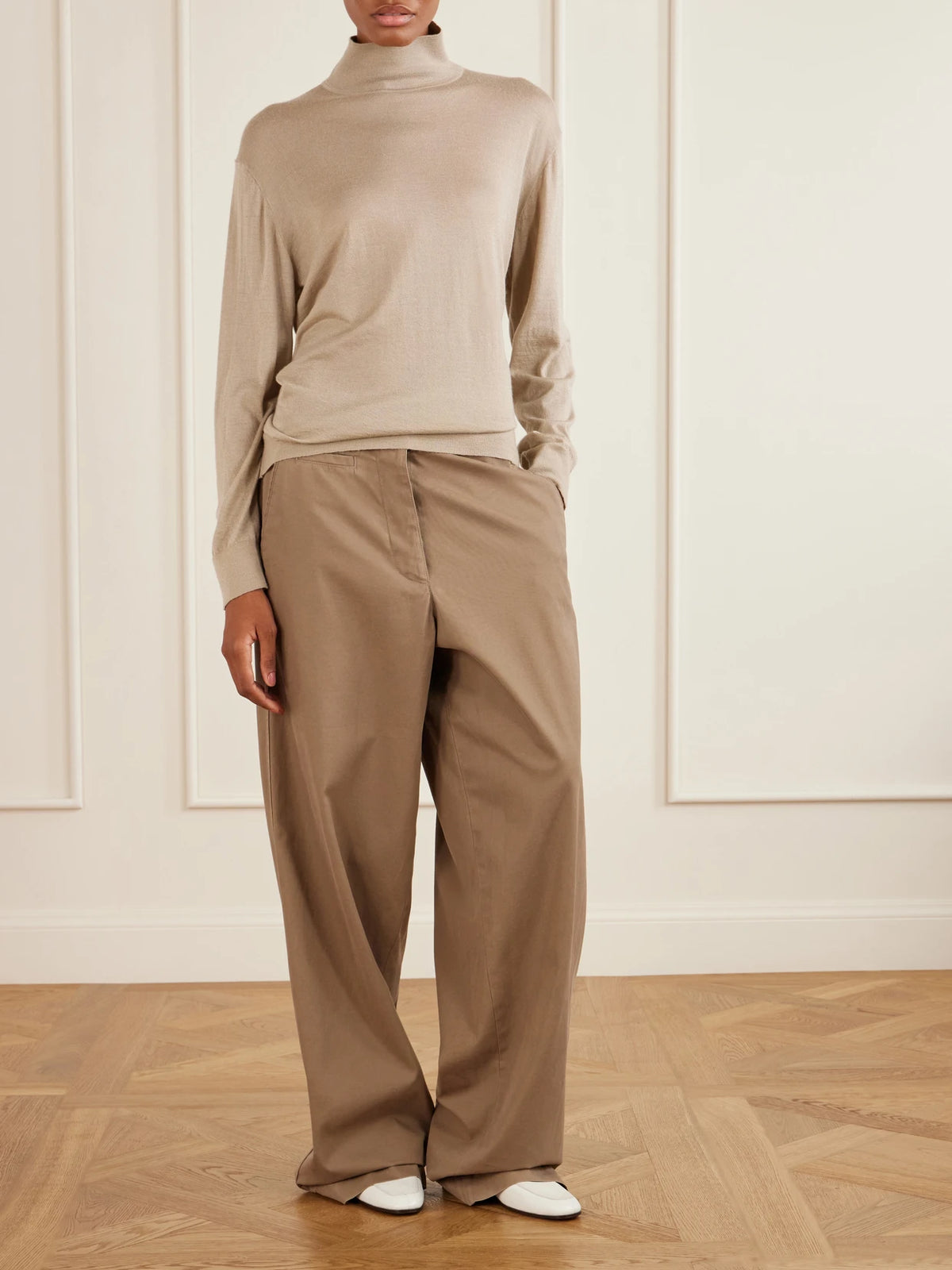 Image of Flats. Product name - Adam Glossed-leather Penny Loafers in White colour by brand - The Row