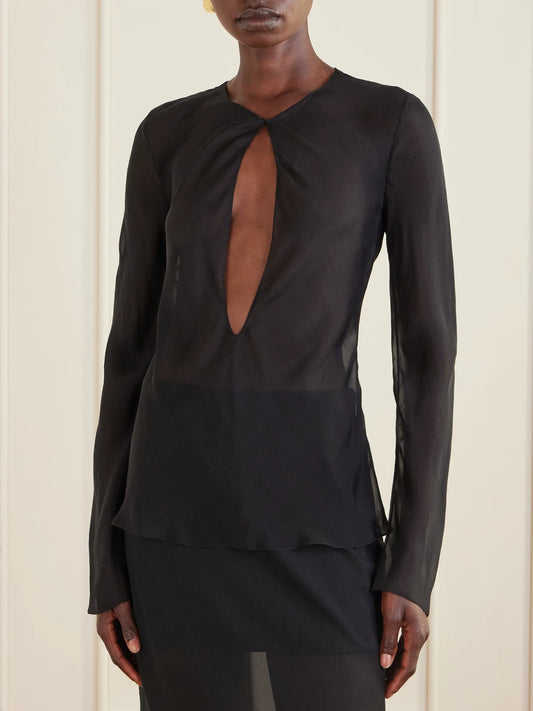 Cut-out Silk-chiffon Blouse