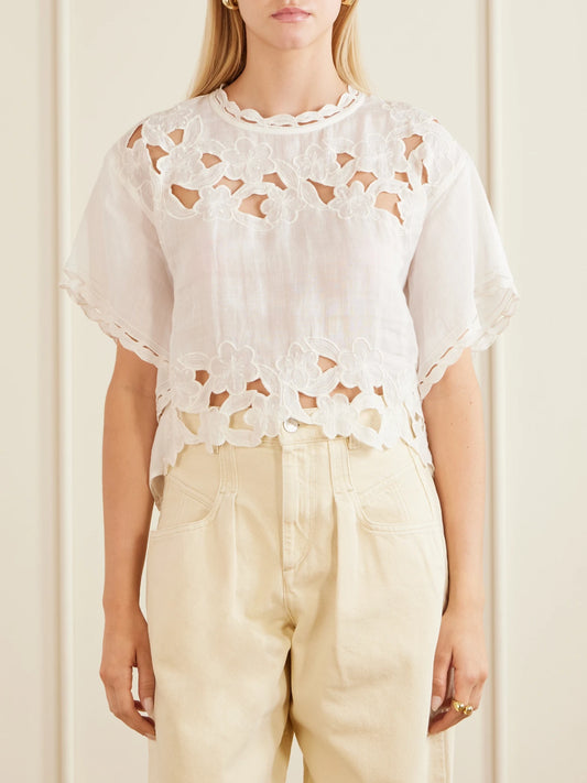 Relda Cut-out Ramie Blouse