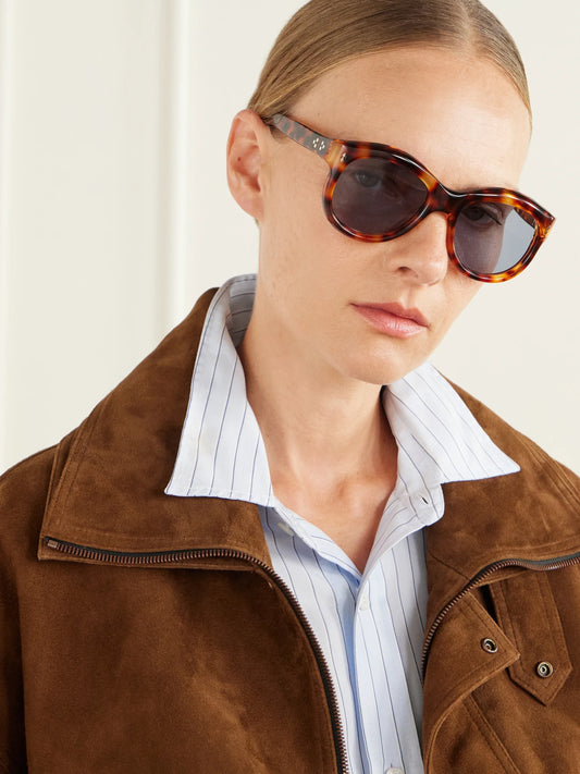 Image of Sunglasses. Product name - Jennie Round-frame Tortoiseshell Acetate Sunglasses in Multi colour by brand - Jacques Marie Mage