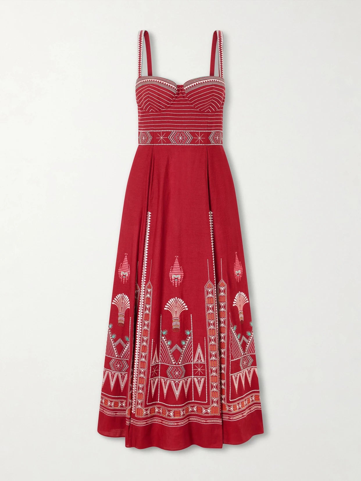 Image of Dresses. Product name - Elida Embroidered Linen And Cotton-blend Maxi Dress in Multi colour by brand - Emporio Sirenuse