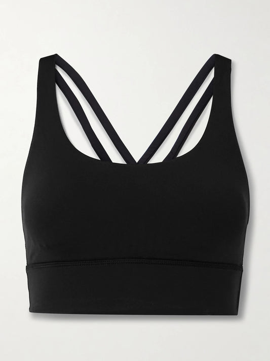 Image of Activewear. Product name - Energy Longline Medium Support Sports Bra, B-d in Black colour by brand - lululemon