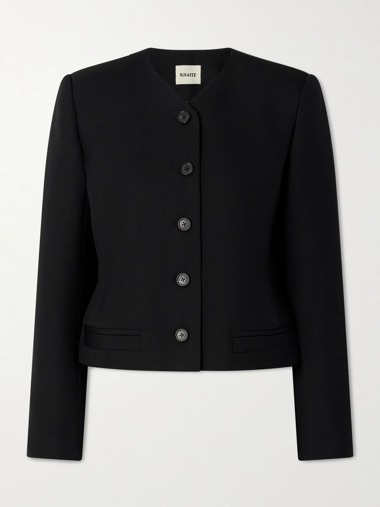 Image of Coats & Jackets. Product name - Nara Grain De Poudre Wool Jacket in Black colour by brand - KHAITE