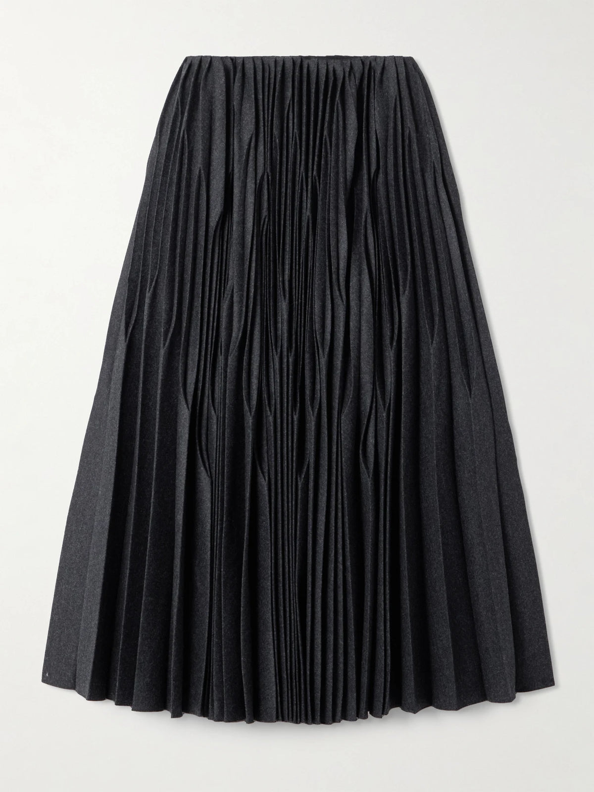 Pleated Wool Midi Skirt