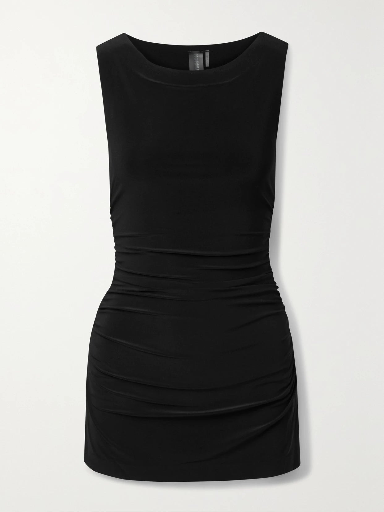 Image of Dresses. Product name - Ruched Stretch-jersey Mini Dress in Black colour by brand - Norma Kamali